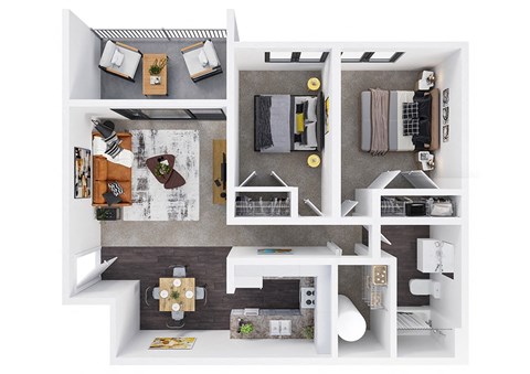 Floor plan for 2 beds, 1 bath, 828 sqft